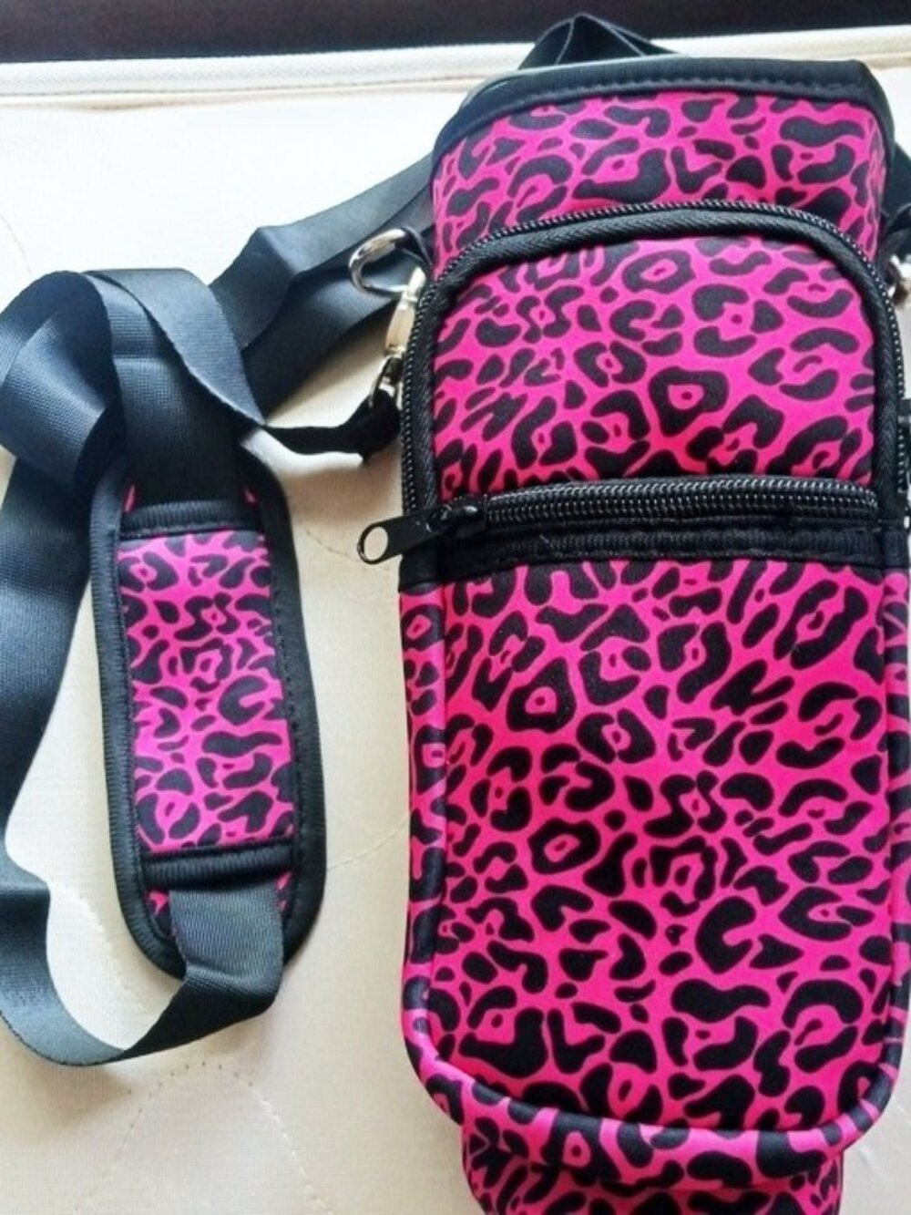 PINK LEOPARD Water Bottle Tumbler /Phone Carrier Bag